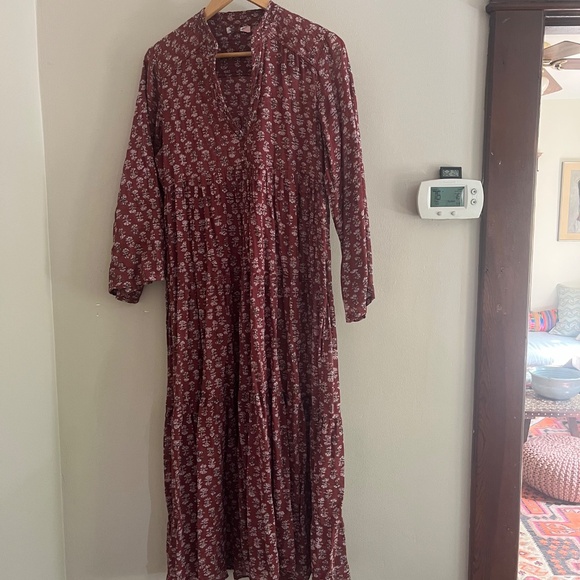 Doen Prem Maxi Dress in rust block print size L - Picture 3 of 4